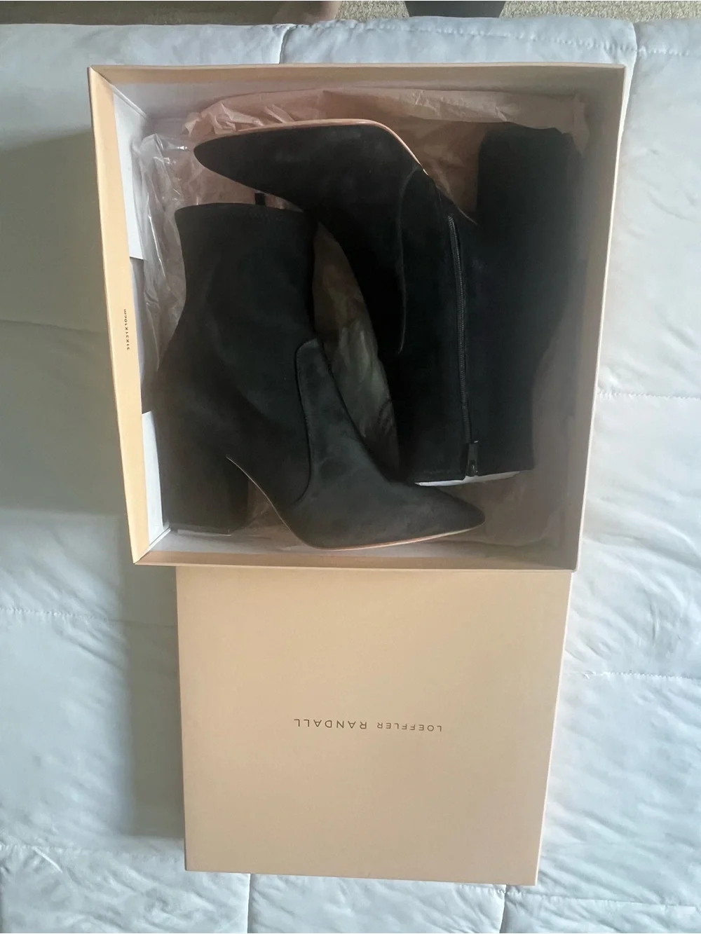 Loeffler Randall Isla Black Suede Pointed Toe Ankle Boots Size 9 NIB